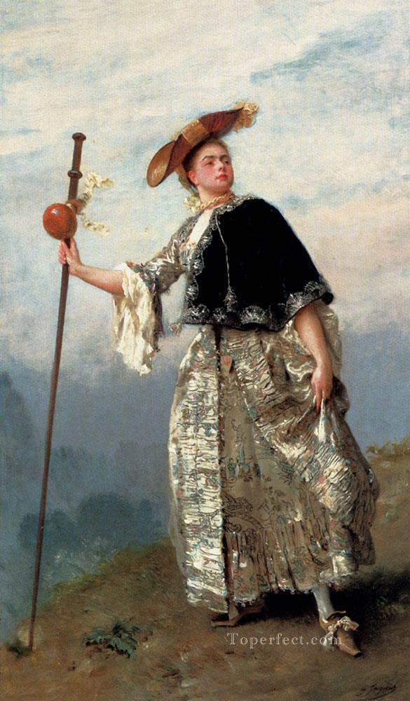 On The Hilltop lady portrait Gustave Jean Jacquet Oil Paintings